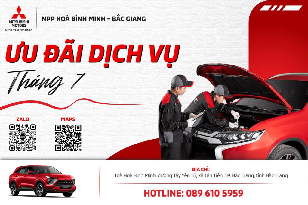 ƯU ĐÃI DỊCH VỤ THÁNG 7 – TƯNG BỪNG ƯU ĐÃI CÙNG MITSUBISHI BẮC GIANG